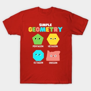 Simple Geometry Math Cute Faces Funny Shapes Oregon T-Shirt